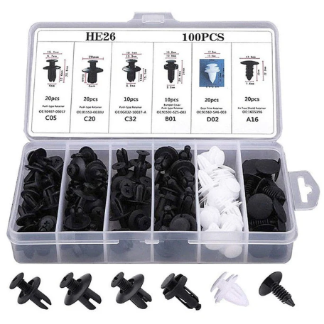 100pcs Auto Fastener Pin Rivet Bumper Car Clip Kit | Kalsten